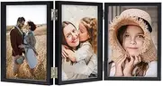 ORIVAN 5x7 Triple Picture Frame Hinged 3 Photos Folding Photo Frames with Glass Vertical Stand Frames, Black