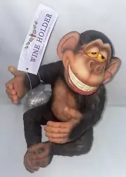 Vintage Novelty Grinning Drunk Monkey Wine Bottle Glass Ceramic Holder Bar Decor