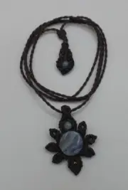Unisex Necklace Woven Macramé Thread Natural Stone Amethyst