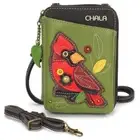 New Chala Wallet Crossbody Pleather Organizer Cellphone Bag CARDINAL Bird Green