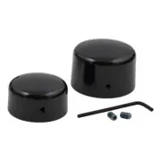 2008-2017 HARLEY FLSTF FAT BOY : Black Rear Axle Nut Caps (PAIR) : P385951