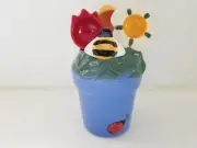 Ceramic Measuring Spoons in Flower Pot Bumble Bee Flower Design by Tender Heart