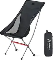Naturehike Portable Camping Chair - Compact Ultralight Folding Backpacking Chairs (Black)