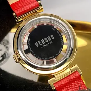 VERSUS VERSACE手錶, 女錶 36mm 玫瑰金圓形精鋼錶殼 大紅色鏤空, 中二針顯示, 透視錶面款 VV00022