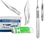 SCALPEL BLADES #11 + #23 100/100 PCS + HANDLE #3 + HANDLE #4 DENTAL SURGICAL