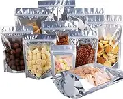 100 Pieces Stand Up Pouches 14x20cm Mylar Bags Front Clear Aluminum Foil Bags Bulk Resealable Zipper Bag for Food Storage