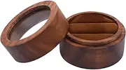 [Generic] Wooden Wedding Ring Box | Round Ring Bearer Case,Elegant Ring Holder, Retro Jewelry Storage Box for Wedding Ceremony