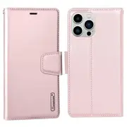 For Apple iPhone 15 Plus Case, Hanman Wallet Leather Flip Magnetic Stand Case Cover (Rose Gold)