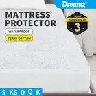 Dreamz Mattress Protector Topper Waterproof Fitted Terry Cotton Sheet Cover
