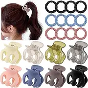 Rustark 20Pcs Octopus Hair Clips Matte Medium Hair Claw Clips with Elastic Hair Bands Set, Strong Grip Non-Slip Jaw Clips for Women Hair Styling Accessories Gift