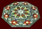 Octagon Marble Coffee Table Top Floral Pattern Inlay Work Indoor Table for Hotel
