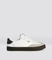 Men's White Soft Grain Leather & Cloud Grey Suede Low Top Sneakers | Toca