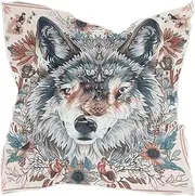 [sanluoli] Boho Style Flower Floral Wolf square silk scarf pashminas essentials wrap scarf for women for christmas scarf bufanda elegante para mujer, Boho Style Flower Floral Wolf