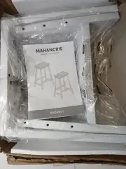 Mahancris Bar Stools Set Of 2 PU Upholstered Barstools 23.6 Inch White