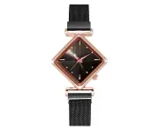 Women Diamond Dial Quartz Watch Black