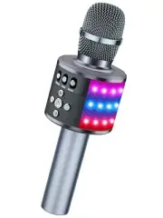 Bluetooth Wireless Karaoke Microphone with LED Lights 4 in 1 Portable Handheld