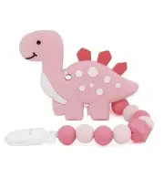 Teething Toy Baby Dinosaur BPA Free Food Grade Silicone Teether (Pink) Brand New