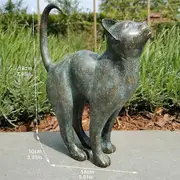 Cat Statue Resin Figurine Bronze Lawn Porch Yard Home Garden Outdoor Sculpture Statue Decoration Home Office Ornament
