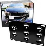 iJDMTOY No Drill Front Bumper Tow Hook License Plate Mounting Bracket Adapter Kit Compatible with 2013-up Maserati Ghibli, 2017-up Levante