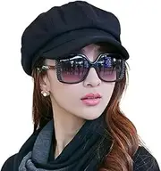 [Generic] New Womens Visor Beret Newsboy Hat Cap for Ladies Wool Retro Painter Hat Small Fragrance Hat Black