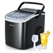 Portable Countertop Ice Maker - 9 Ice Cubes in 6 Minutes, Bullet Ice 1 Black