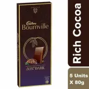 Cadbury Bournville Pack of 5, Rich Cocoa Dark Chocolate Bar, 80g Each, Free Ship