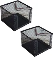 SOPOTUTU Self-Stick Note Holder 2pcs Metal Grid Memo Dispenser Wire Mesh Desktop Memo Pad Holder Scratch-Resistant Easy Access for
