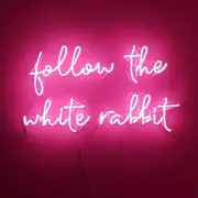 Follow The White Rabbit Pink Neon Sign Light Lamp Acrylic 20"x10" With Dimmer VH