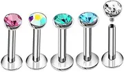 [FRUROSE] 16G Titanium Piercing Jewelry Lip Stud Earring Hypoallergenic Internally Threaded Design Painless Piercing Jewelry Set with Exquisite Clear Zirconia Inlay Versatile Wear Options for Women and