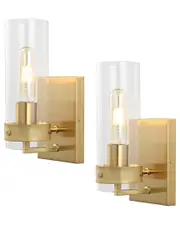 JONATHAN Y Harper Set of 2 Minimalist Iron/Glass LED Sconces