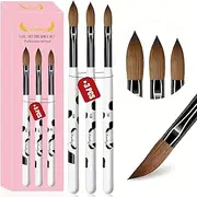 3pcs Acrylic Nail Brush Set, Size 8/10/14 Nail Art Brush Nail Brush for Acrylic Application,Acrylic Powder Nail Art Extension with Black & White Handle