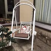 Simple Wrought Iron Rocking Chair Outdoor Garden Chair with Tray and Comfortable Metal Cushion, White