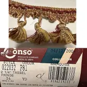 Vtg Conso Fabric Upholstery 2.25" Fringe Tassel Loop Trim Gold Pom Pom MCM -YARD