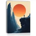 Framed Canvas Dramatic Solitude on the Edge Wall Art - Perfect for Living Room
