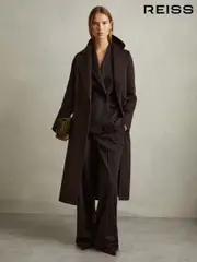 Reiss Chocolate Lucia Petite Wool Blend Double Breasted Blindseam Coat (E13741) | $710