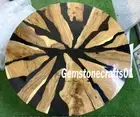Round Epoxy Resin Table Top, Black Epoxy Center Table, Epoxy Resin River Table