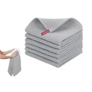 Kitchen Two-Sided Cotton Waffle Weave Dish Cloths Soft Ultra Absorbent Hand Towel-Light Gray