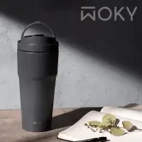 在飛比找環球Online優惠-【WOKY 沃廚】手提激凍輕芯鈦瓷易潔層保溫杯750ml-灰