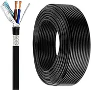 16/14 Gauge 2 Conductor Electrical Wire 30FT Oxygen Free Copper Wire 16/14AWG Aluminum Foil Tinned Copper Shielded Cable PVC Insulated Smart Home Hookup Wire Home Theater Wire(30ft(10M),14awg)