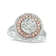 1.0 CT. T.W. Composite Natural Diamond Double Frame Engagement Ring in Solid 10K Two-Tone Gold