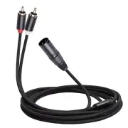 Audio Cable Y Adapter 3 Pin XLR Male To 2-RCA Male Microphone-Converter 1M 2M