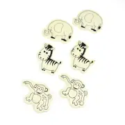 Jungle Pals Themed Wooden Cut-Outs, Ivory, 6-piece