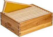 10 Frame Beehive Medium Super Unassembled Bee Hive Box Dipped in 100% Beeswax Include Beehive Frames with Beeswaxed Food Grade Plastic Foundation