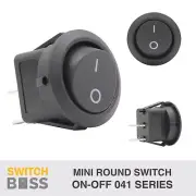 On-Off No LED MINI ROUND TOGGLE SWITCH - Black 12v On Off 2 Pin SPST 20mm