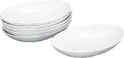 Mino Pottery Curry Plate, Pasta Plate, 9.4 inches (24 cm), Set of 6, Microwave and Dishwasher Safe, Oval Plate, Ceramic Ceramic, Stylish, Large, Salad Bowl, Plate, White