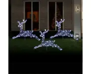 3 Cool White LED Wire Pathway Reindeer Lights