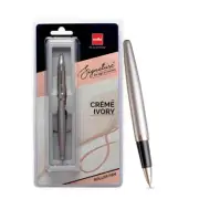 Cello Signature Creme Ivory Roller PenSmooth writing pen built with premium bras