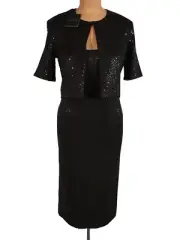 NWT ST. JOHN Knits Black Sequin Jacket Blazer Dress Suit sz M $2890