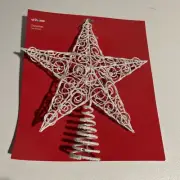 White metal star Christmas tree topper at home brand 10 inch wide