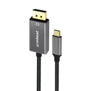mbeat Tough Link 1.8m 4K USB-C to Display Port Cable - Converts USB-C to DisplayPort,4K@60Hz (3840 2160), Gold Plated, Aluminium, Nylon Braided Cable